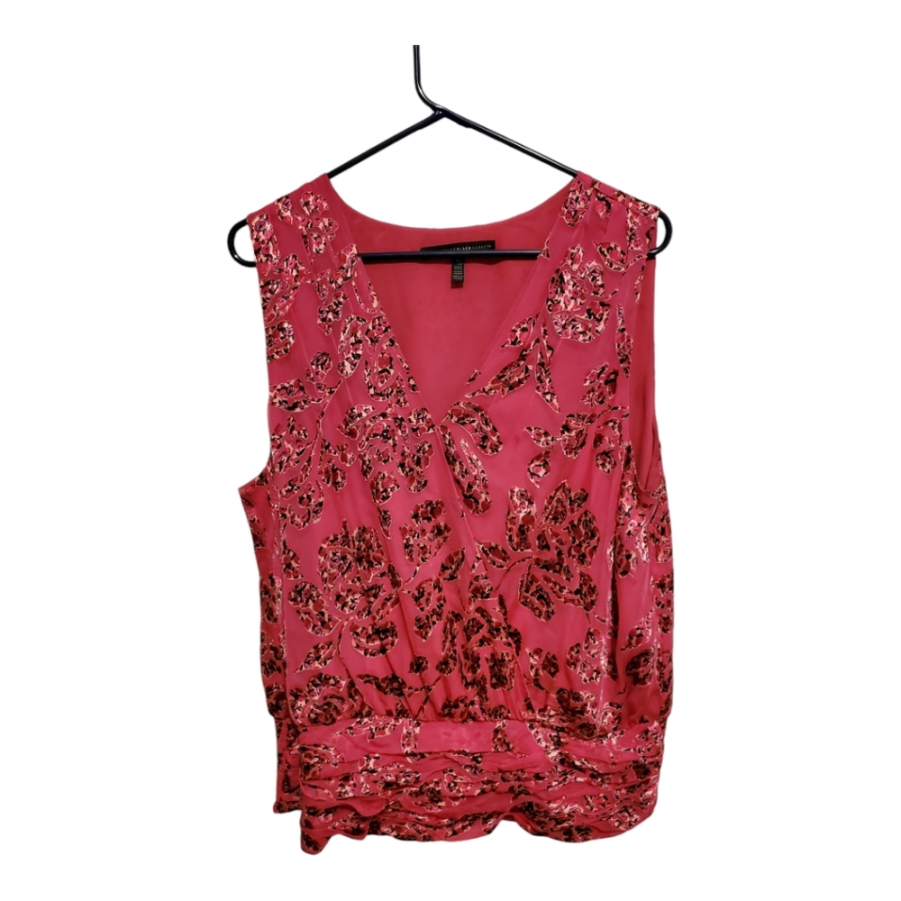 White House Black Market pink sleeveless ruched blouse, size XL